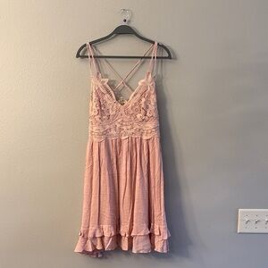 Listicle Blush Pink Lace Mini Dress